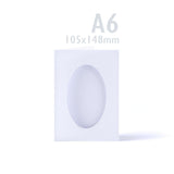 White Hammered Tri-Fold Oval Aperture Cards Pack